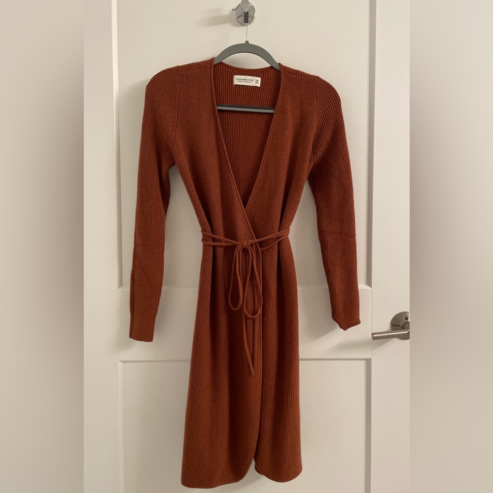 Abercrombie & Fitch Long-Sleeve Wrap Mini Sweater Dress